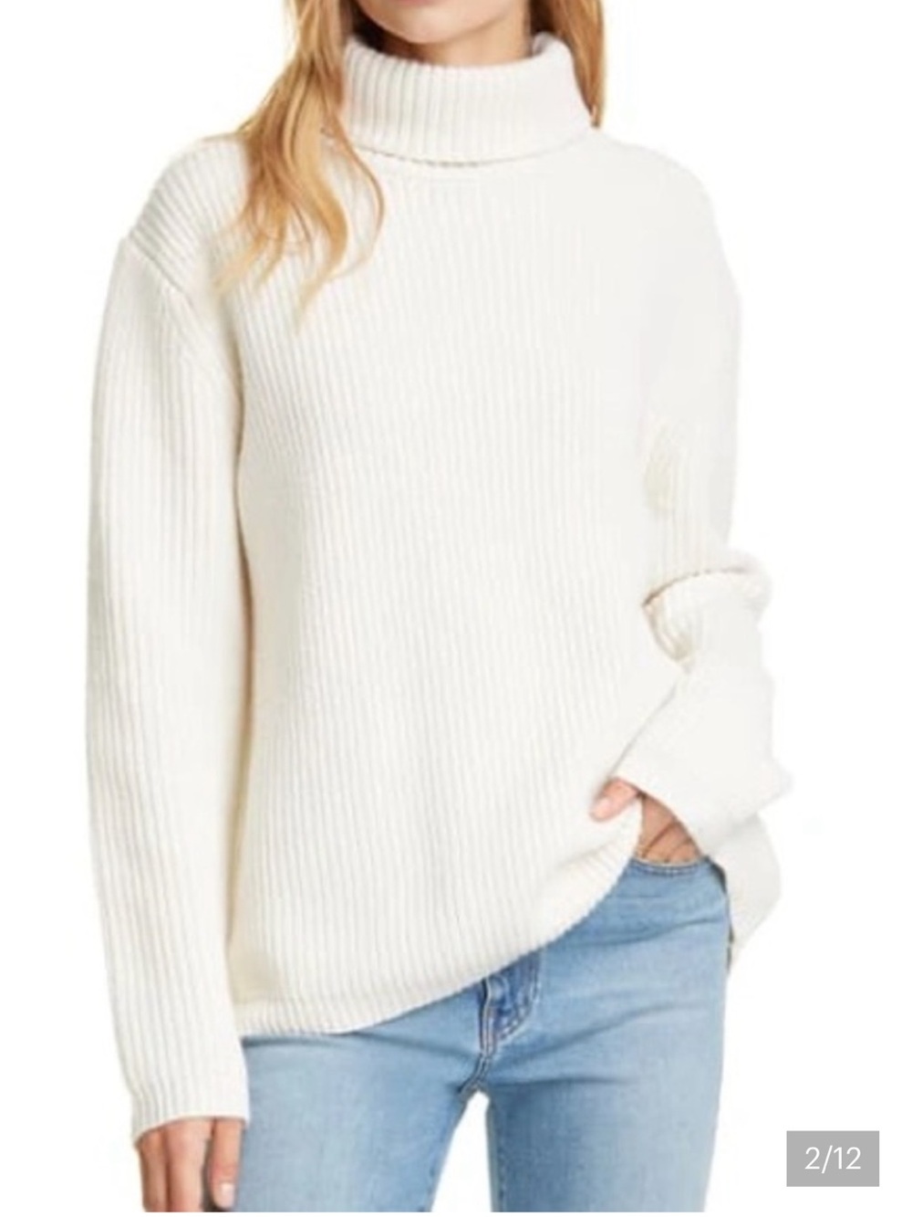 NWOT Jenni Kayne Ribbed Cashmere Turtleneck, Ivory